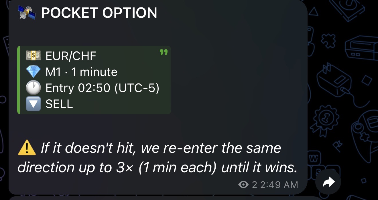 Example Orbit Signals Telegram trade signal